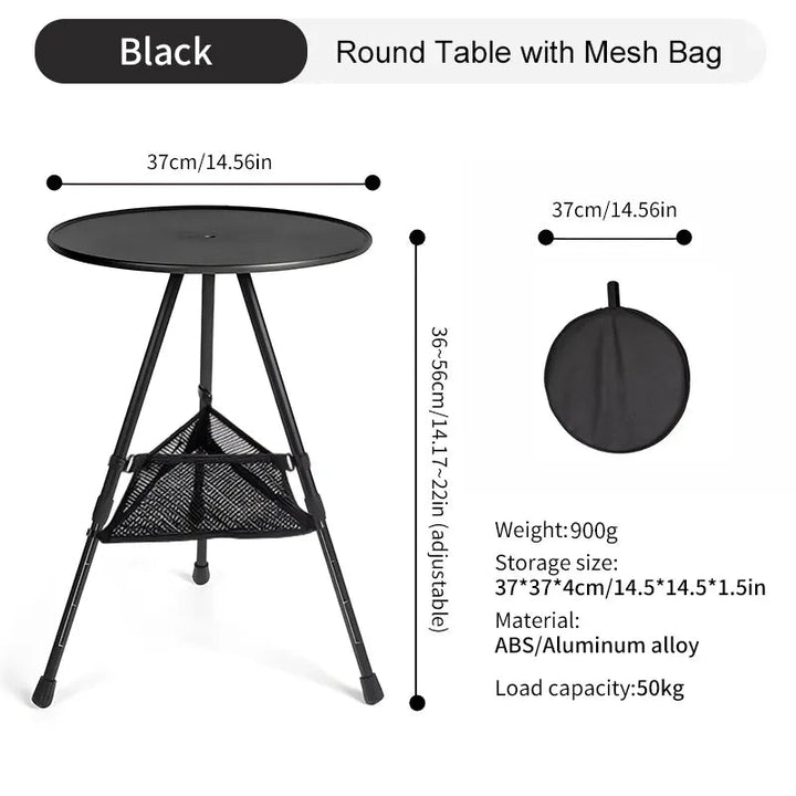 iCoolDown™ Adjustable Legs Ultralight Portable Folding Round Camping Table - iCoolDown