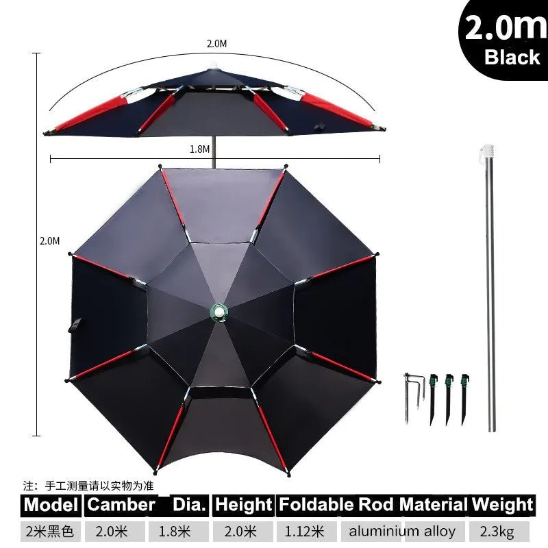 iCoolDown™ Large Adjustable Fishing Rain - proof Beach Umbrella - iCoolDown