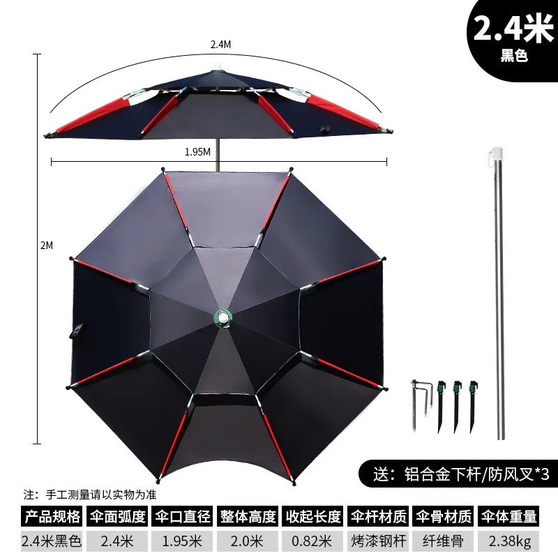 iCoolDown™ Large Adjustable Fishing Rain - proof Beach Umbrella - iCoolDown