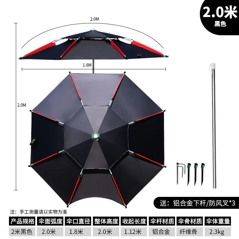 iCoolDown™ Large Adjustable Fishing Rain - proof Beach Umbrella - iCoolDown