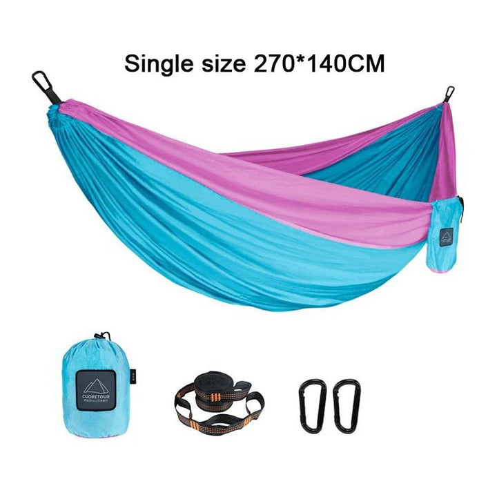 iCoolDown™ Portable Nylon Single and Double Size Outdoor Camping Hammock - iCoolDown