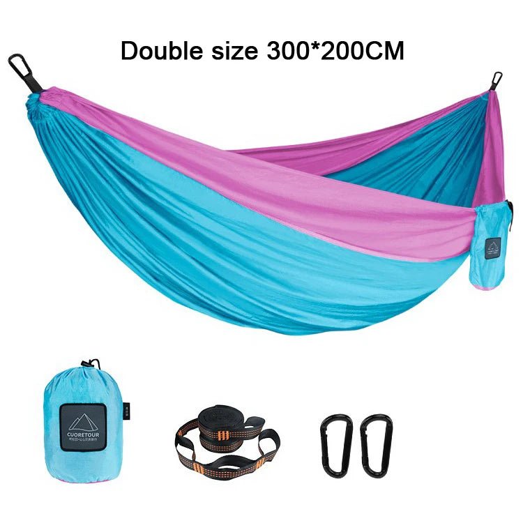 iCoolDown™ Portable Nylon Single and Double Size Outdoor Camping Hammock - iCoolDown